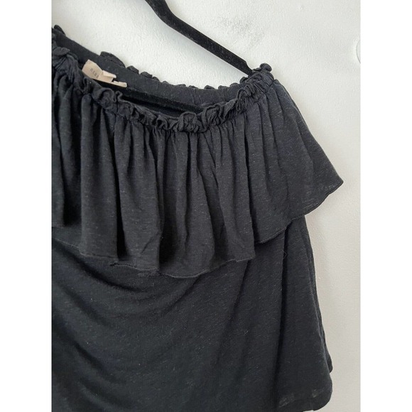 Rebecca Taylor Flax Blend Black Jersey Knit Ruffle Off Shoulder Top Size XS - Picture 6 of 8